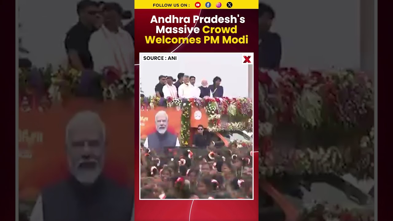 #watch | PM Modi Andhra Pradesh Visit: Massive Crowd Greets PM After International Airport Launch
