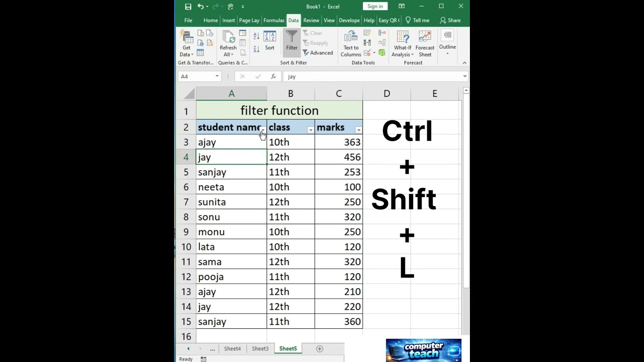 “Sirf 3 second me Excel ka data filter karna seekho!”🔥