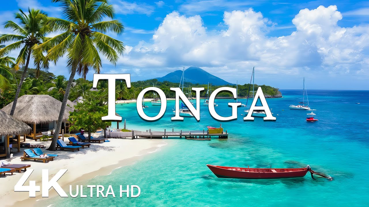 FLYING OVER TONGA (4K UHD) &ndash; Soothing Music Along With Beautiful Nature Video - 4K Video ULTRA HD