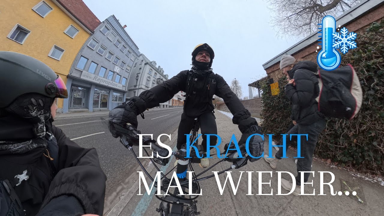 Fahrradtour durch Schnee und Eis