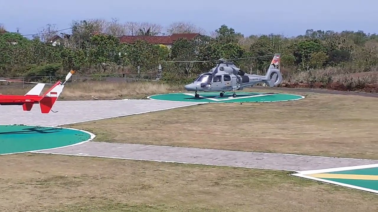 Amazing Landing Helicopter Eurocopter AS365 DAUPHIN At Fly Bali Heliport July 2022