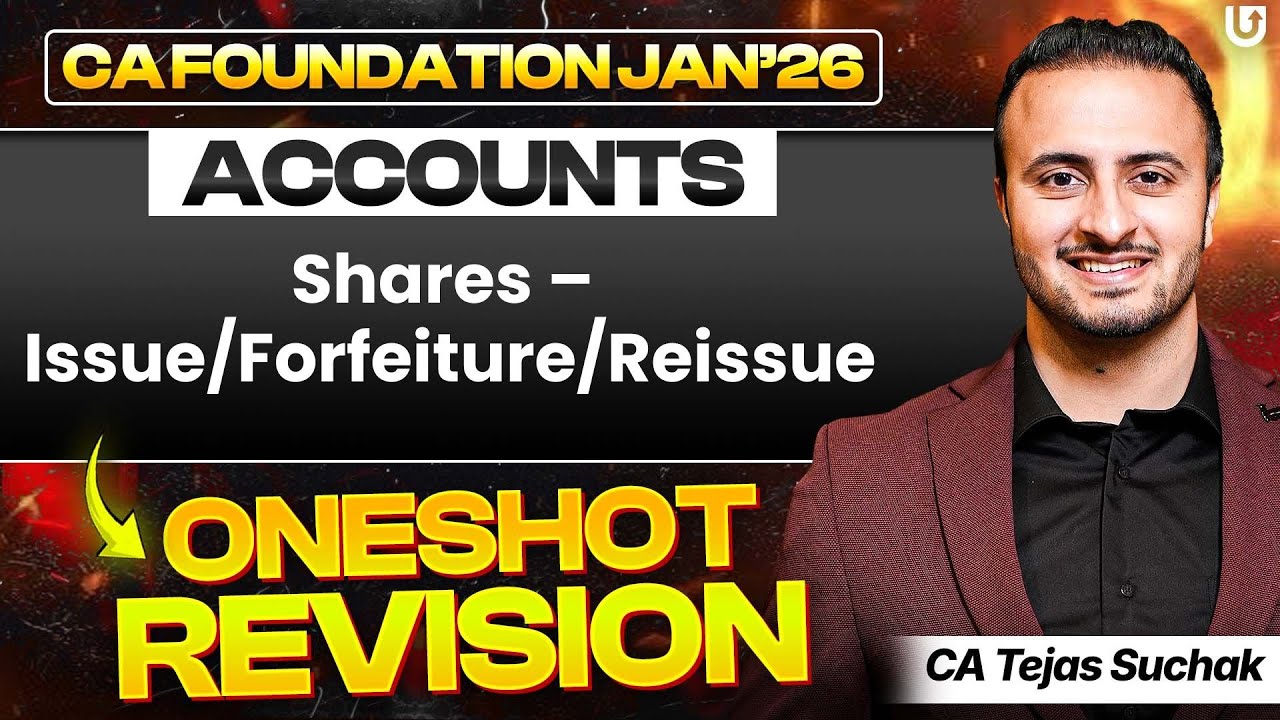 CA Foundation Accounts One Shot | Issue, Forfeiture & Reissue | Jan 2026 | CA Tejas Suchak