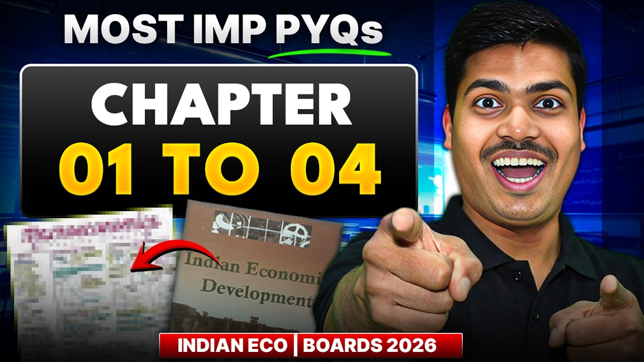 Most Important Previous Year Questins. Indian Eco Chapter 1 to 4 Class 12 Economics Board exam 2026