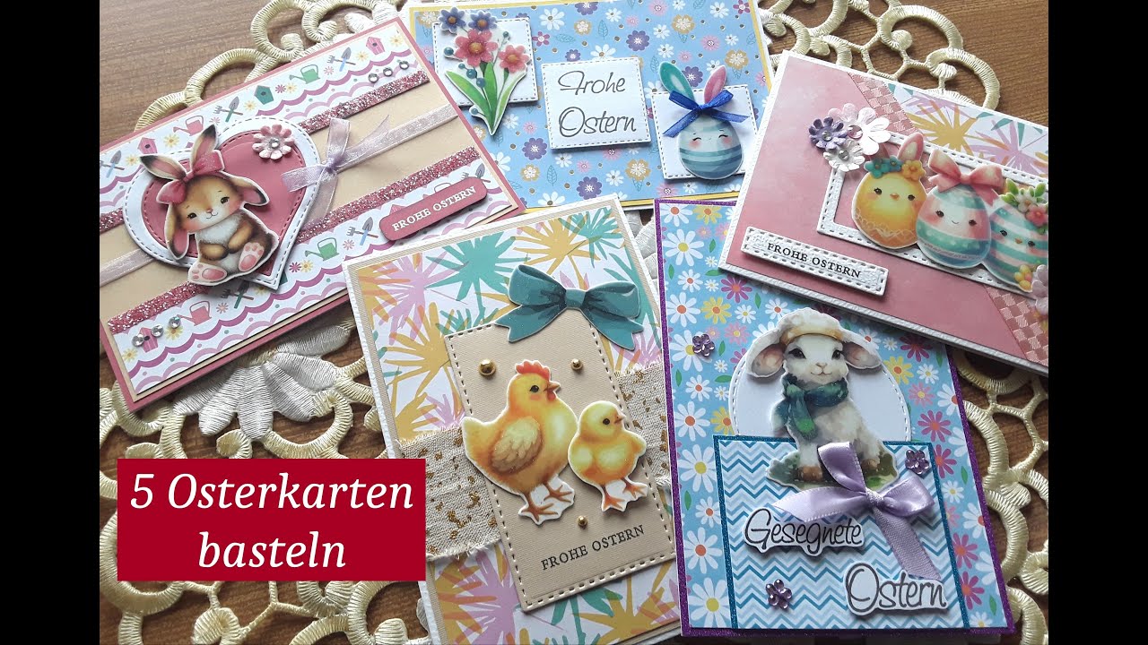 5 Osterkarten basteln | Action Papier | Fenstersticker | farbenfroh