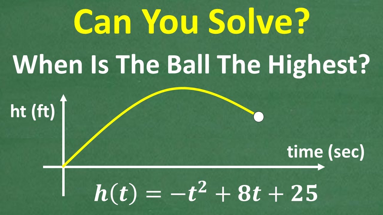 When will the ball be highest? The problem can be solved with Algebra or Calculus