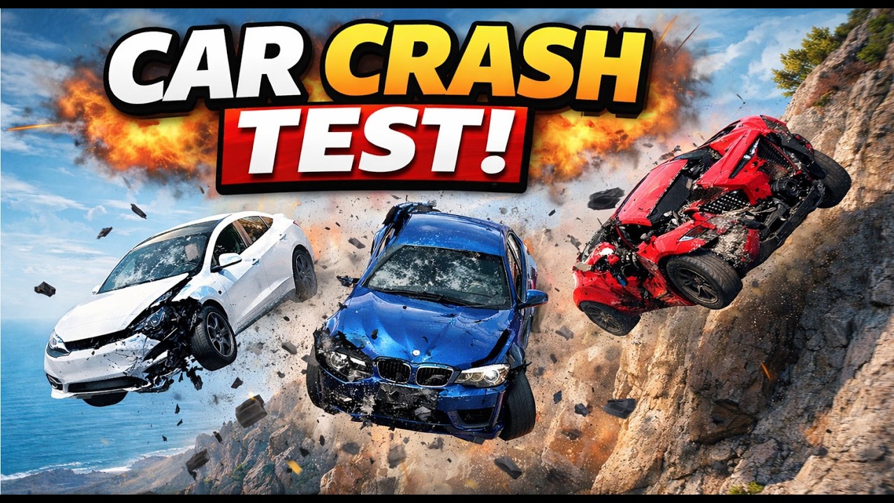 BeamNG.Drive | Car Crash Test: Tesla, BMW & More Dropped From a Cliff