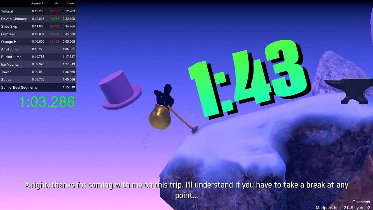 Getting Over It Speedrun In 1:43