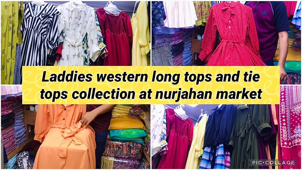 Laddies western long tops and tie tops collection at nurjahan market | Reasonable tops collection