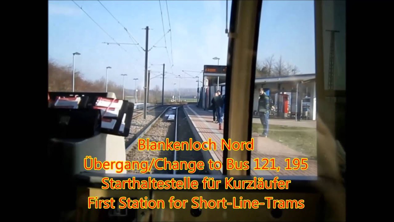 Tram Karlsruhe Linie S2 Spöck-Durlacher Tor-Entenfang-Mörsch Gesamtstrecke