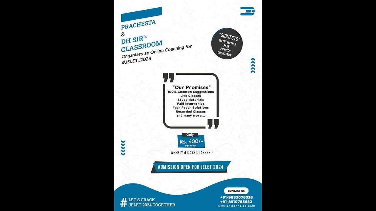 JELET 2024 Exam Preparation || Jelet 2024 Exam Date||JELET-2024 ONLINE COACHING||DH SIRS CLASSROOM