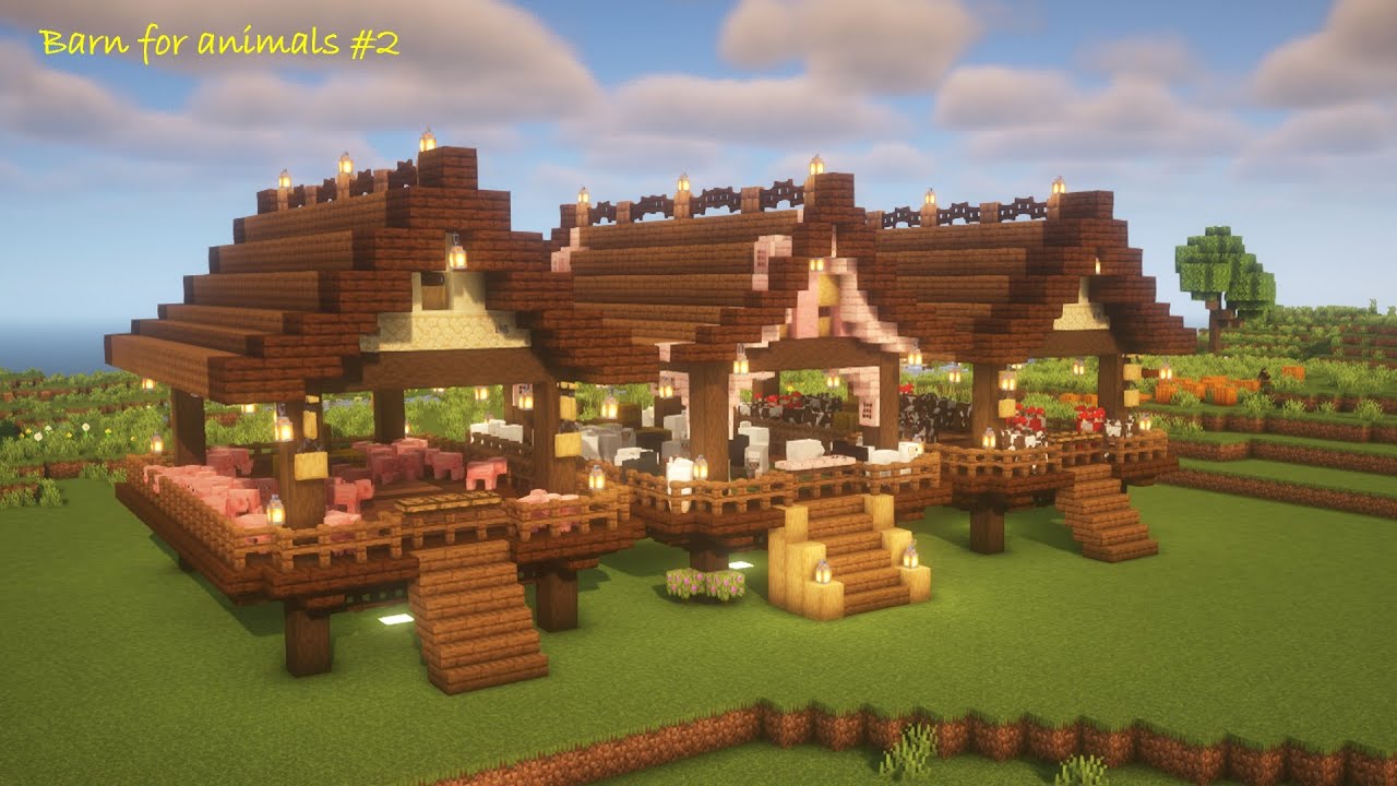 [マイクラ建築] かわいい動物小屋の作り方[Minecraft][tutorial][survival][barn]