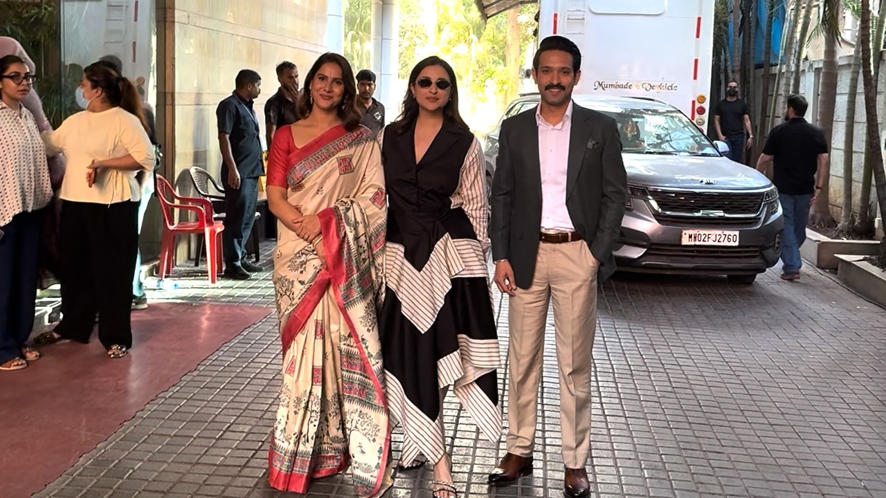 Vikrant Massey and his wife Sheetal Thakur Poses With Parineeti Chopra As They  Spotted In Andheri