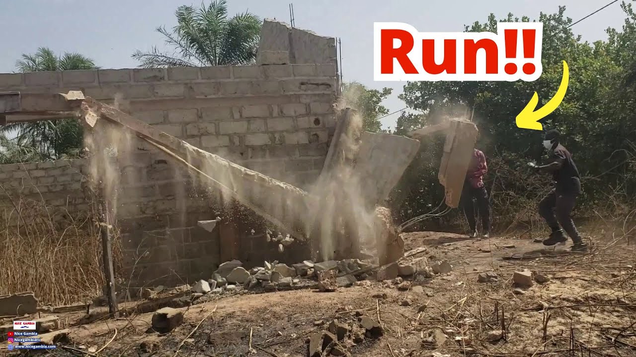 Wall Falling on Man Breaking Down new building The Gambia