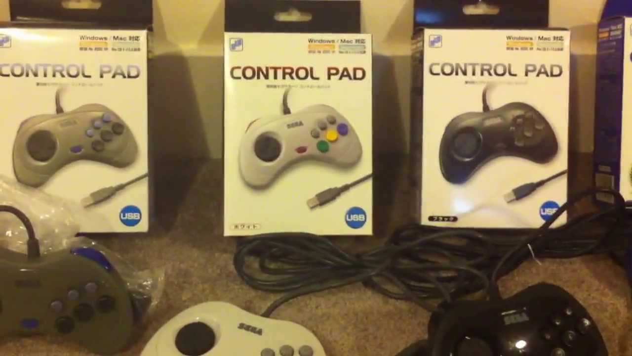 A complete collection of SLS Sega Saturn USB Control Pads (plus knock-off controllers)