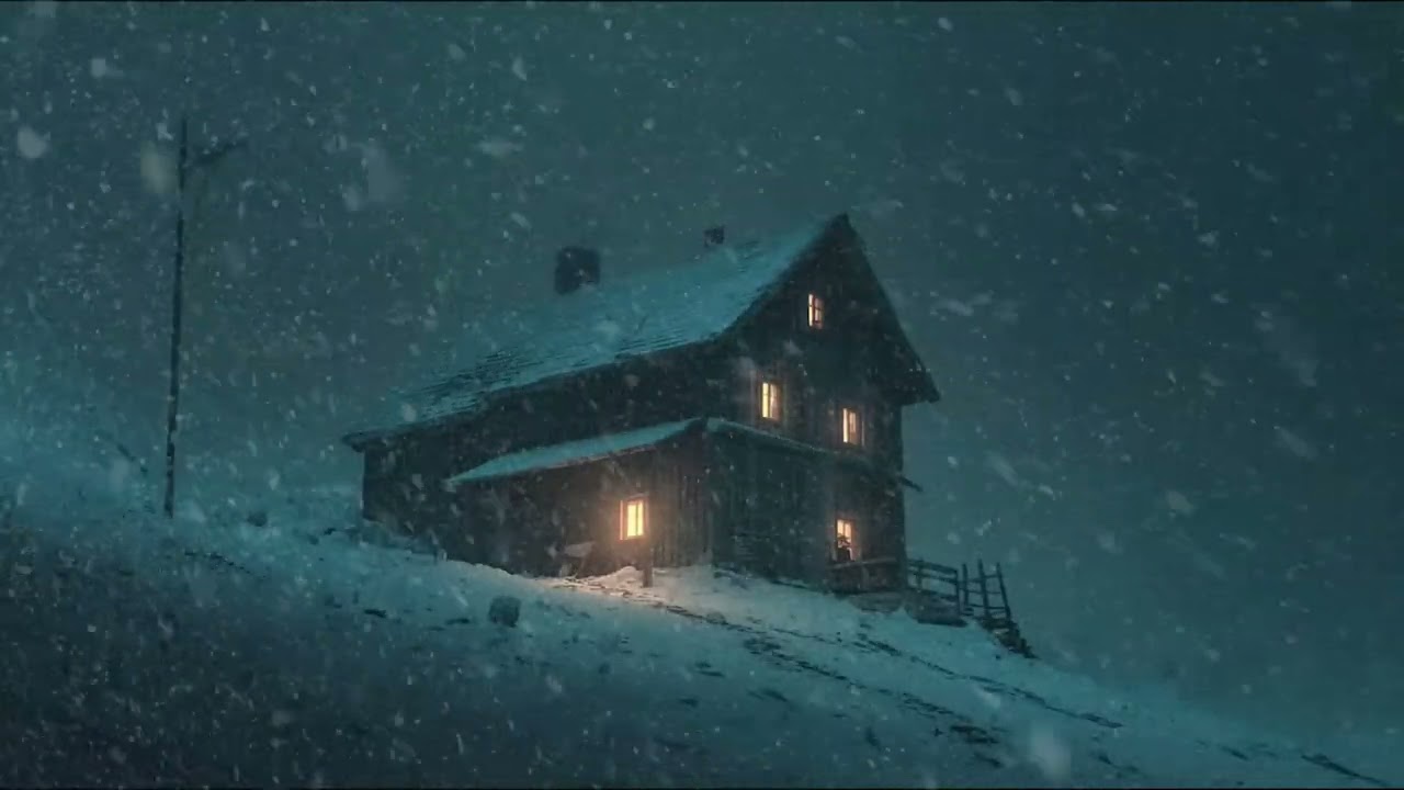 Lonely Mountain House in a Snowstorm | Wind ASMR for Sleep & Relaxation