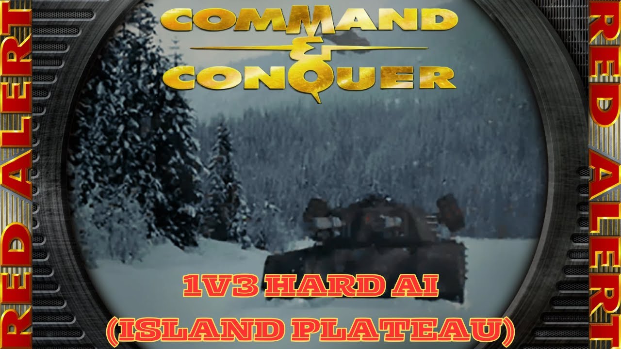 Command And Conquer Red Alert Skirmish 1V3 Hard (Island Plateau) RTS Soviet Gameplay PC