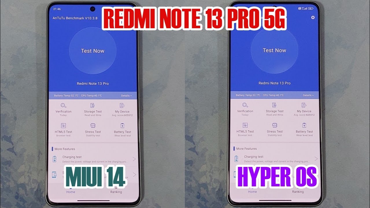 Test Antutu Benchmark MIUI 14 vs HyperOS Redmi Note 13 Pro 5G Snapdragon 7s Gen 2