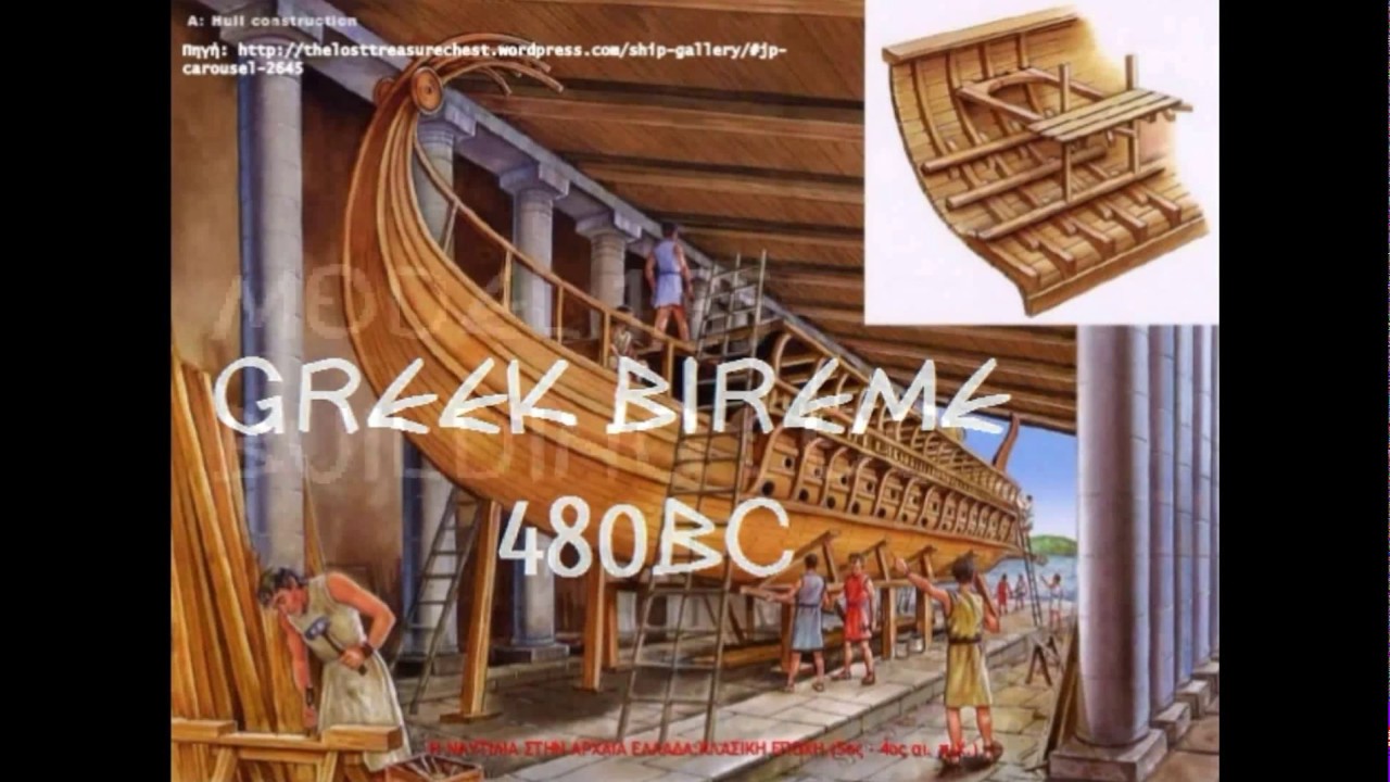 Wooden ship model Athenian Bireme 480 bc