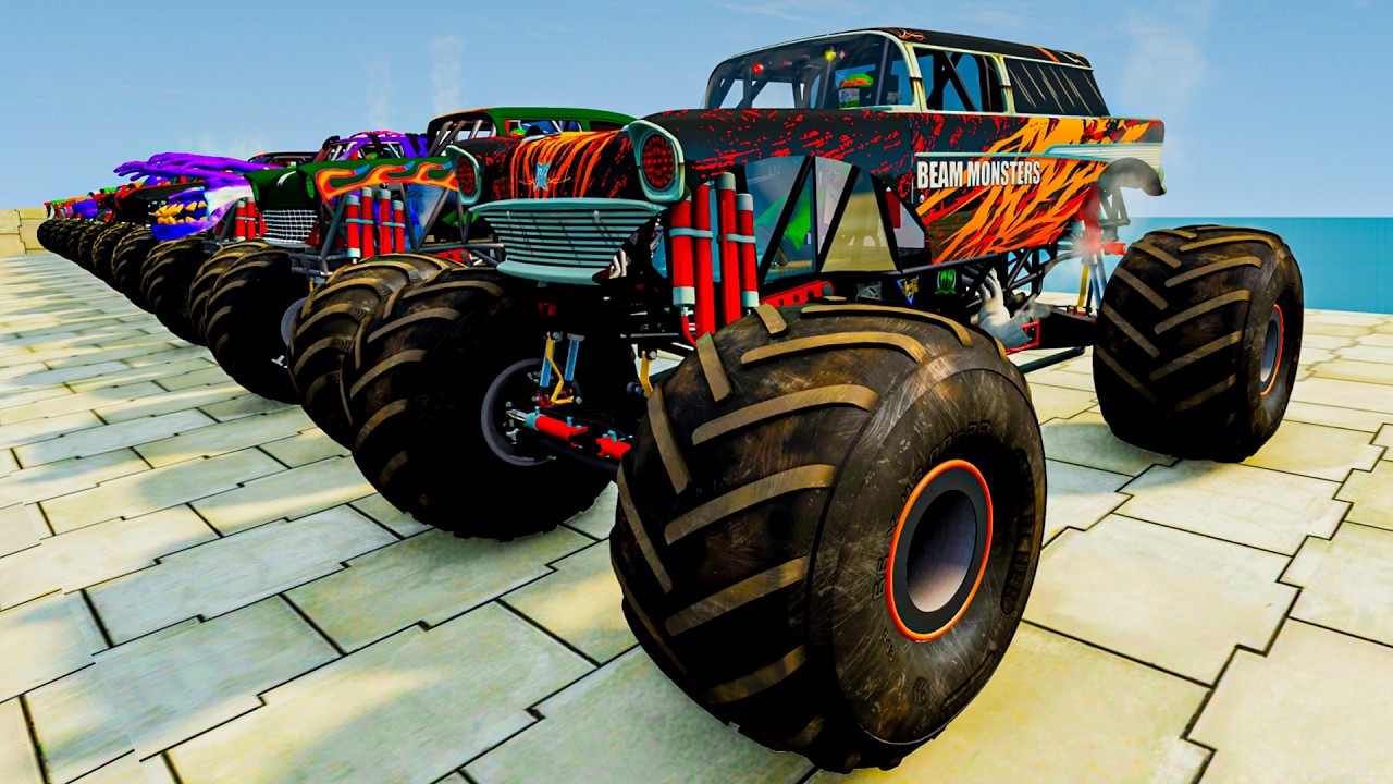 Monster Truck Chassis Pack High Speed Downhill Crash Test | Best Mods Monster Trucks Compilation