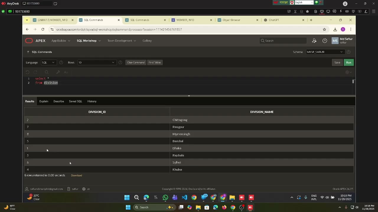 Master Detail form in oracle apex