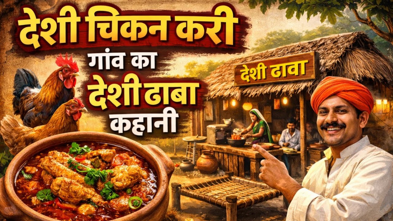 देशी चिकन करी Village ka deshi dhaba kahani #kahani #cartoon #childstories @story 