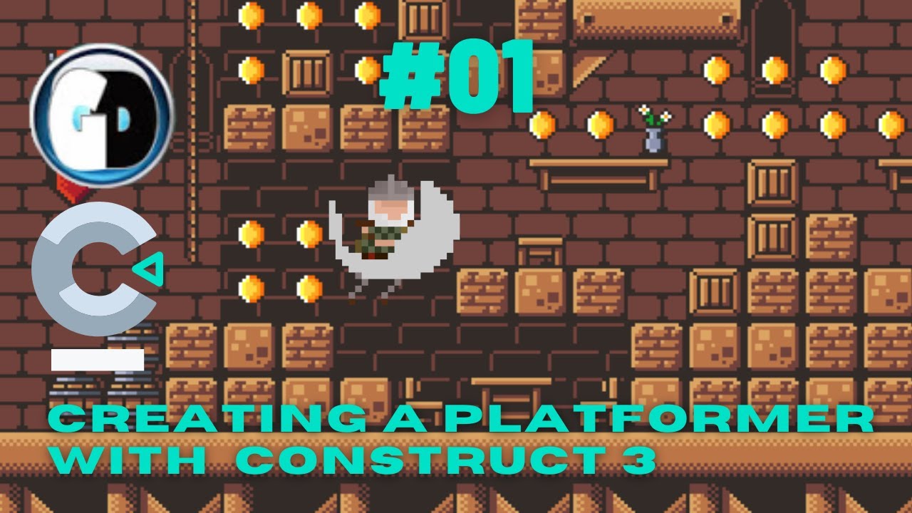 CONSTRUCT 3  TUTORIAL Part #01:   HOW TO MAKE A GAME (Platformer) without coding