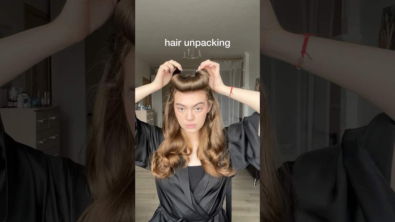 unpacking my hair🎁 *heatless blowout results* #beauty #blowout #hairstyle #hair #hairtok
