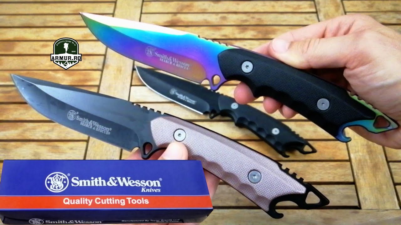 Cutit Smith & Wesson Tactical Knife Search & Rescue Review Rainbow lama curcubeu Fade Blade