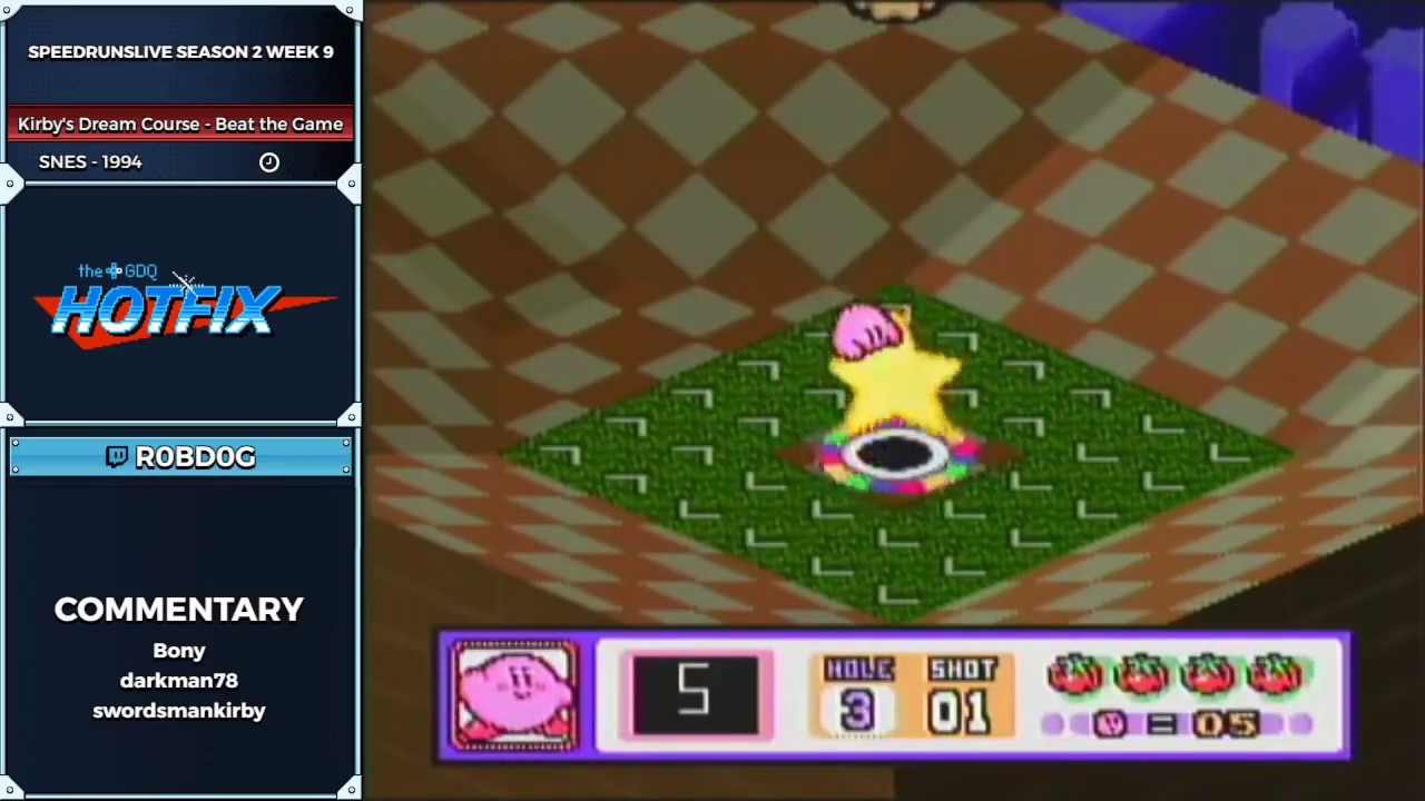 GDQ Hotfix Presents: SpeedRunsLive Season 2 Week 9: Kirby's Dream Course -  Beat the Game