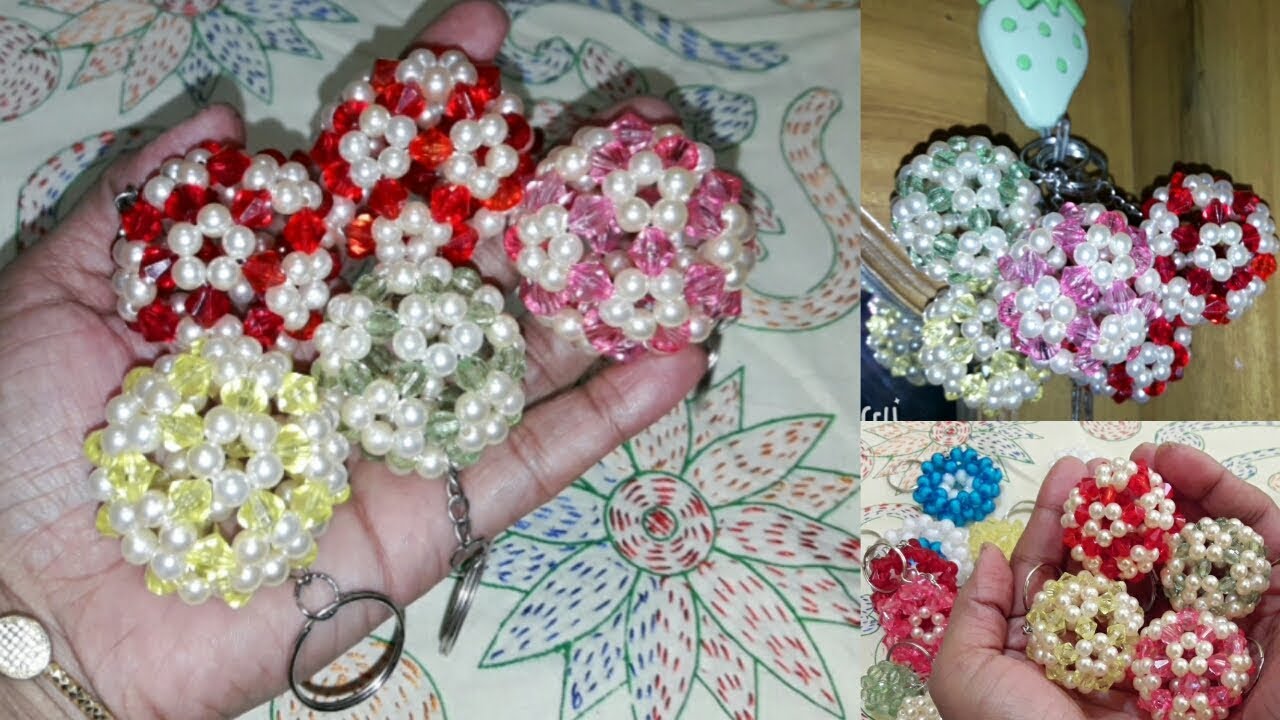 How to make beads ball key ring।।  পুতি দিয়ে বল চাবির রিং তৈরি।।