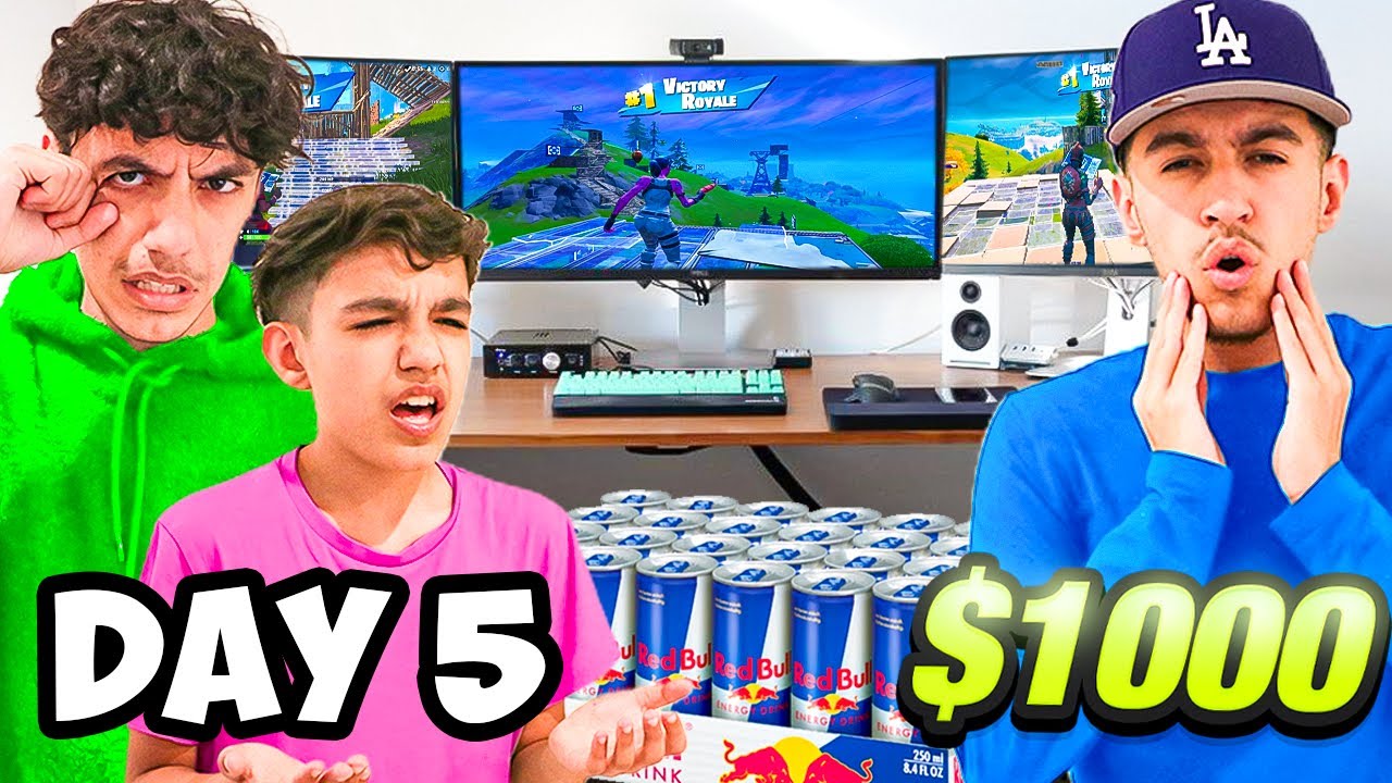 Last To Leave Insane Fortnite Gaming Setup Wins $1,000 Challenge w/ Brothers!