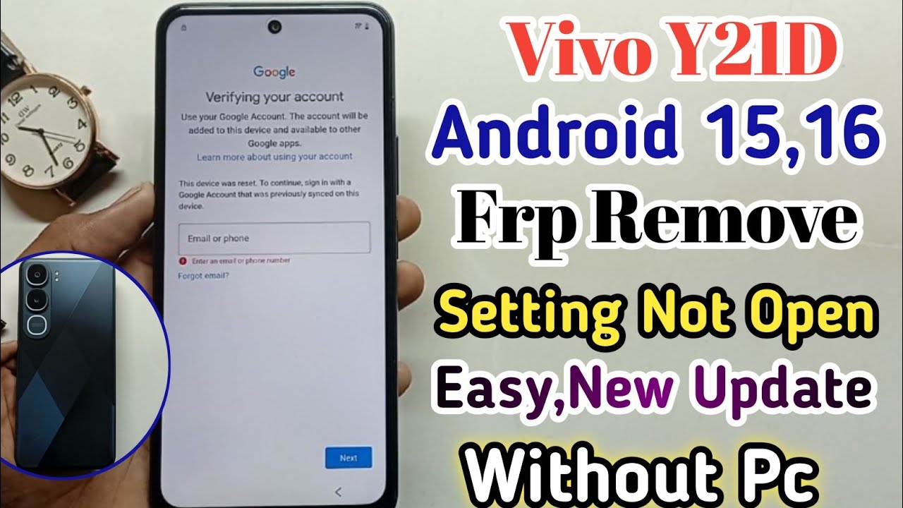 Vivo Y21d Frp Bypass🆗 Android 15,16!! Easy💯Working Method✓2026 Update👍 Setting Not Open✓Without pc 🆗