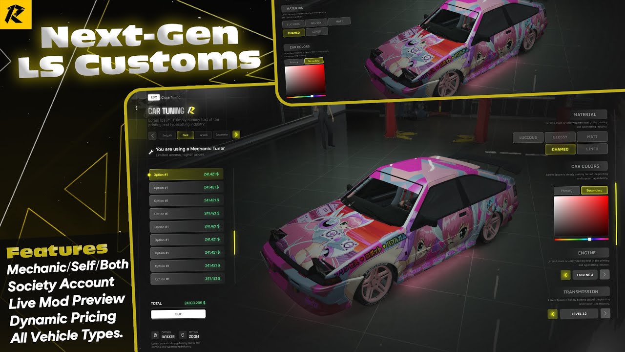 FiveM LS Customs | Динамическая настройка автомобилей | Система механики и общества
