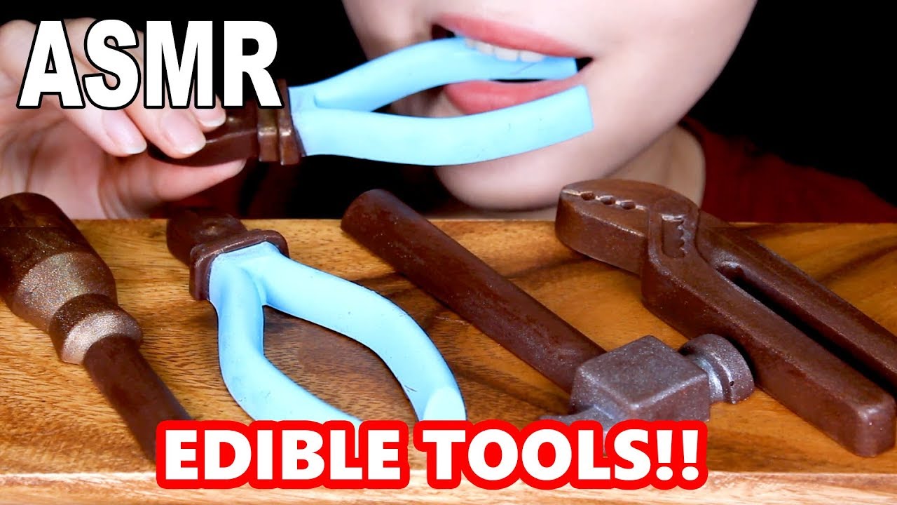 ASMR EDIBLE TOOLS CHOCOLATE EATING SOUNDS MUKBANG | 工具チョコレートを食べる | 신기한 공구  초콜렛 | NO TALKING