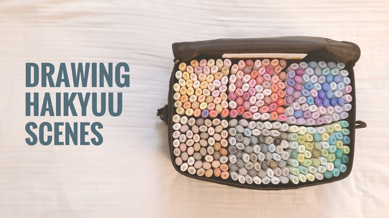 🍊 drawing scenes from haikyuu !!  + new art supplies