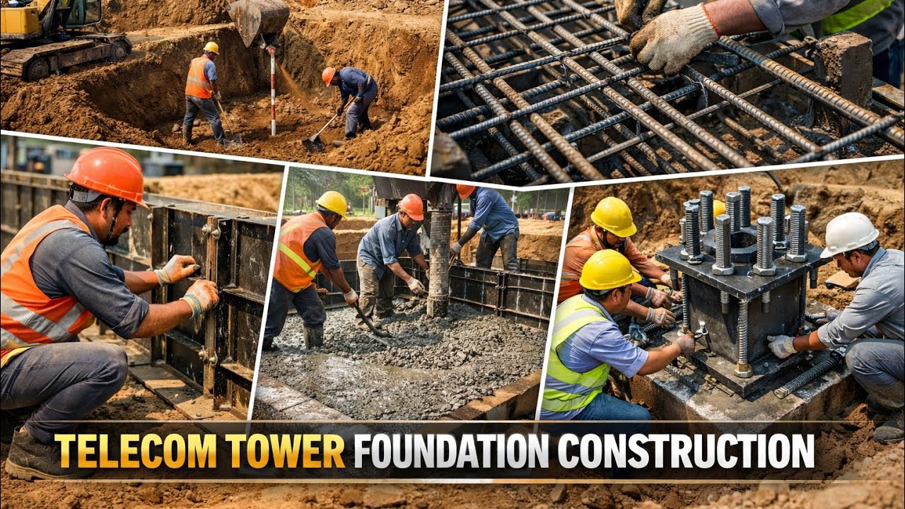 Tower Installation Complete Process | Excavation to CIP Stub.