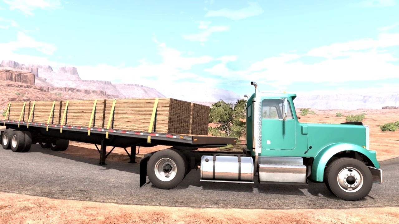 BeamNG Drive - T65 Semi Truck Wood Planks Transport Fail