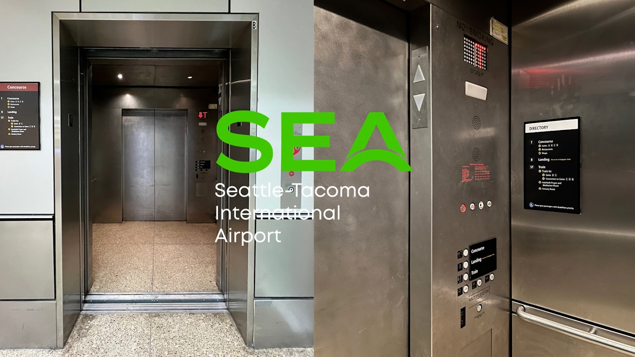 Гидравлический лифт Монтгомери для поездов - Международный аэропорт SEATAC - Сиэтл, штат Вашингтон