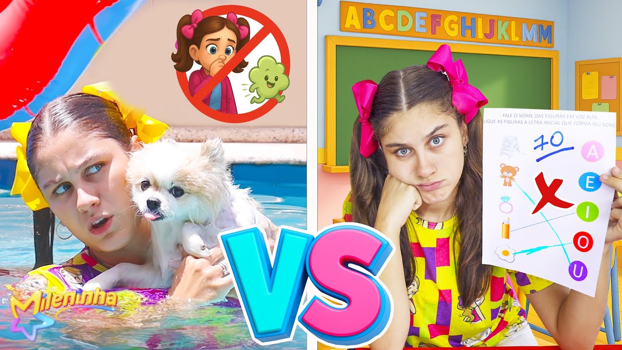 MILENINHA dá um Banho na Belinha e é Trollada pelas Amigas na ESCOLA 