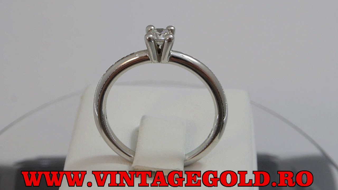 Inel logodna cu diamant cca. 0.22 ct., aur alb 18k, 3.35 grame