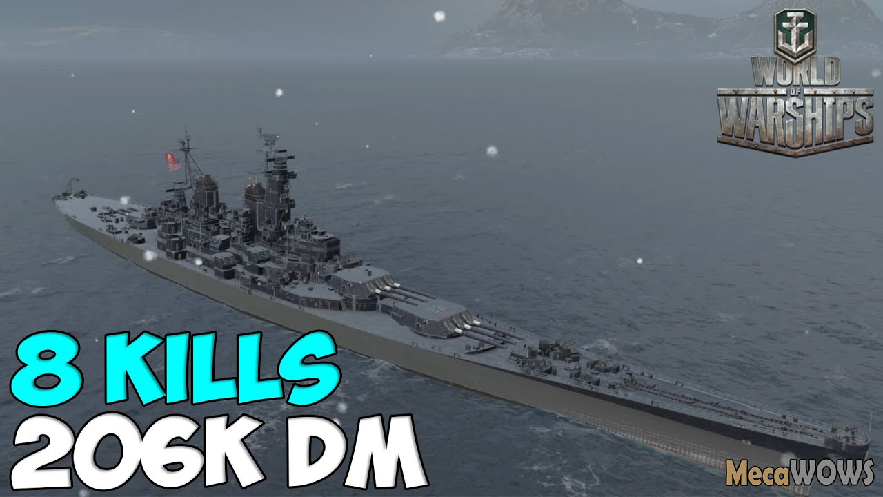 World of WarShips | Missouri | 8 KILLS | 206K Damage - Replay Gameplay 1080p 60 fps