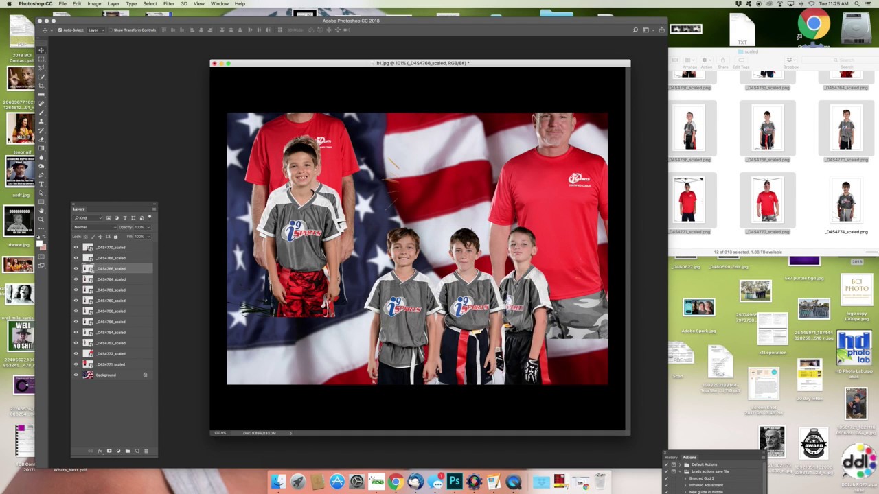 How to do Team Composite images, using individual shots done on Green Screen