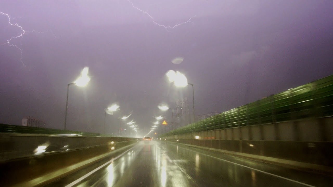 ASMR Highway Driving at Night(Some Rain) - Yangsan to Seoul, Korea (No Talking, No Music)