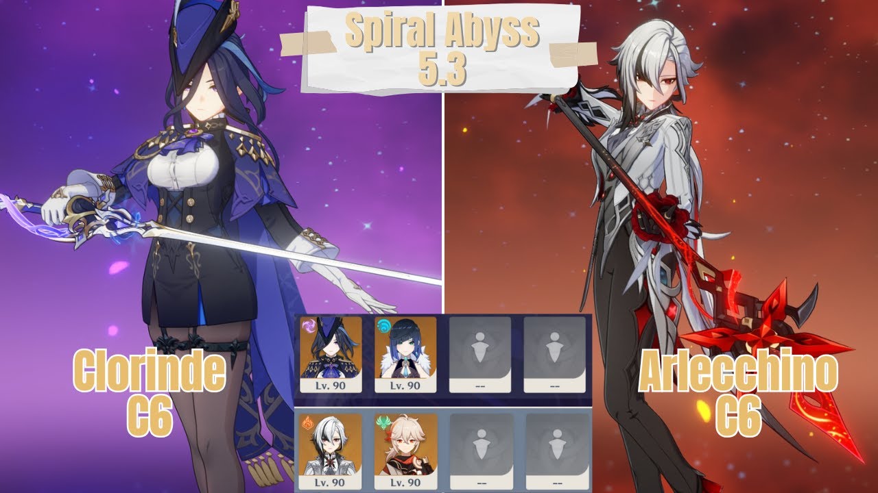 C6 Clorinde & C6 Arlecchino Duo Spiral Abyss 5.3