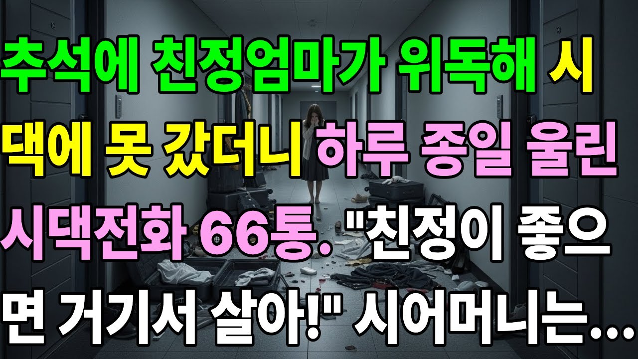 추석에 친정엄마가 위독해 시댁에 못 갔더니 하루 종일 울린 시댁전화 66통. 시어머니는 내 짐을 몽땅 내던졌다. 