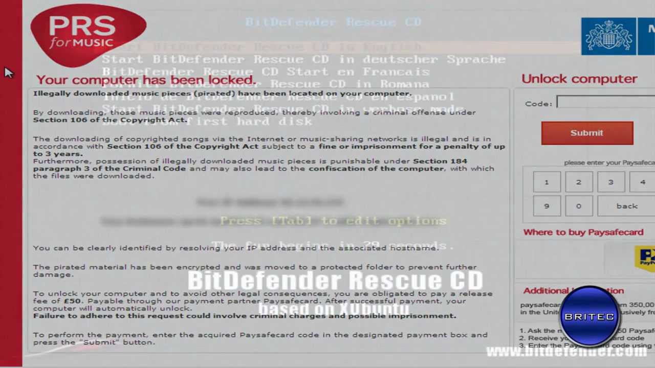 Remove PRS for Music Metropolitan Police Ransom by Britec