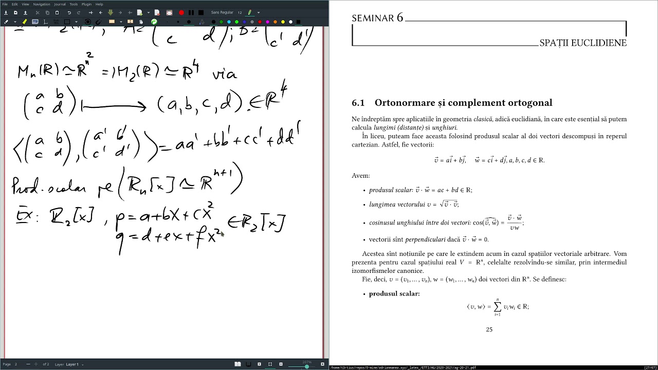 Seminar 6: Spații euclidiene, conice