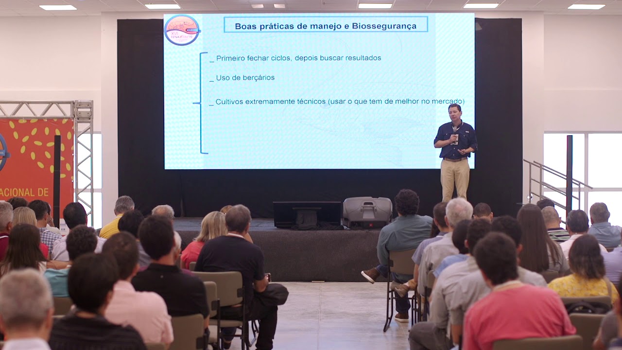 MANEJO E BIOSEGURAN&Ccedil;A do Camar&atilde;o em &aacute;gua salinizada - trecho da palestra F&aacute;bio Sussel [FENACAM 2019]