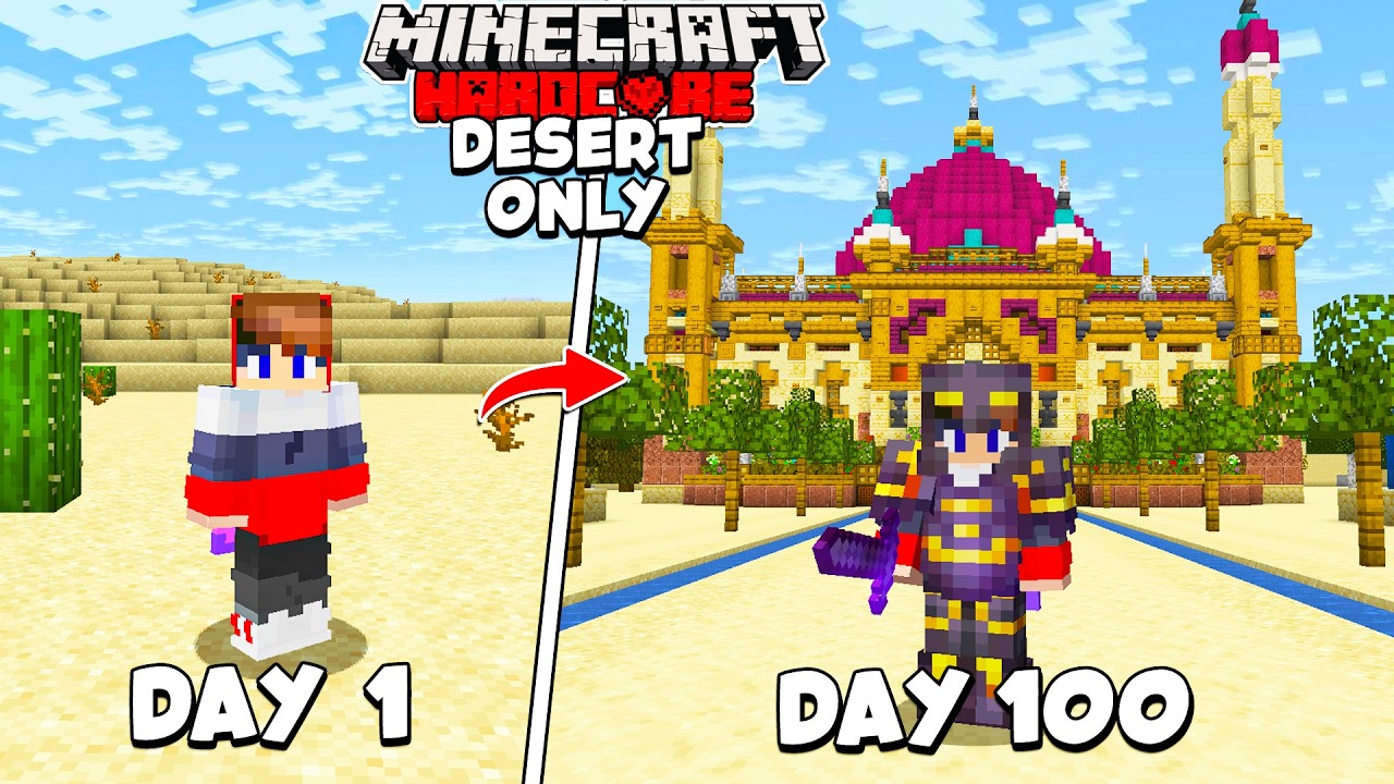 I Survived 100 Days in a DESERT ONLY WORLD in Minecraft Hardcore (HINDI)