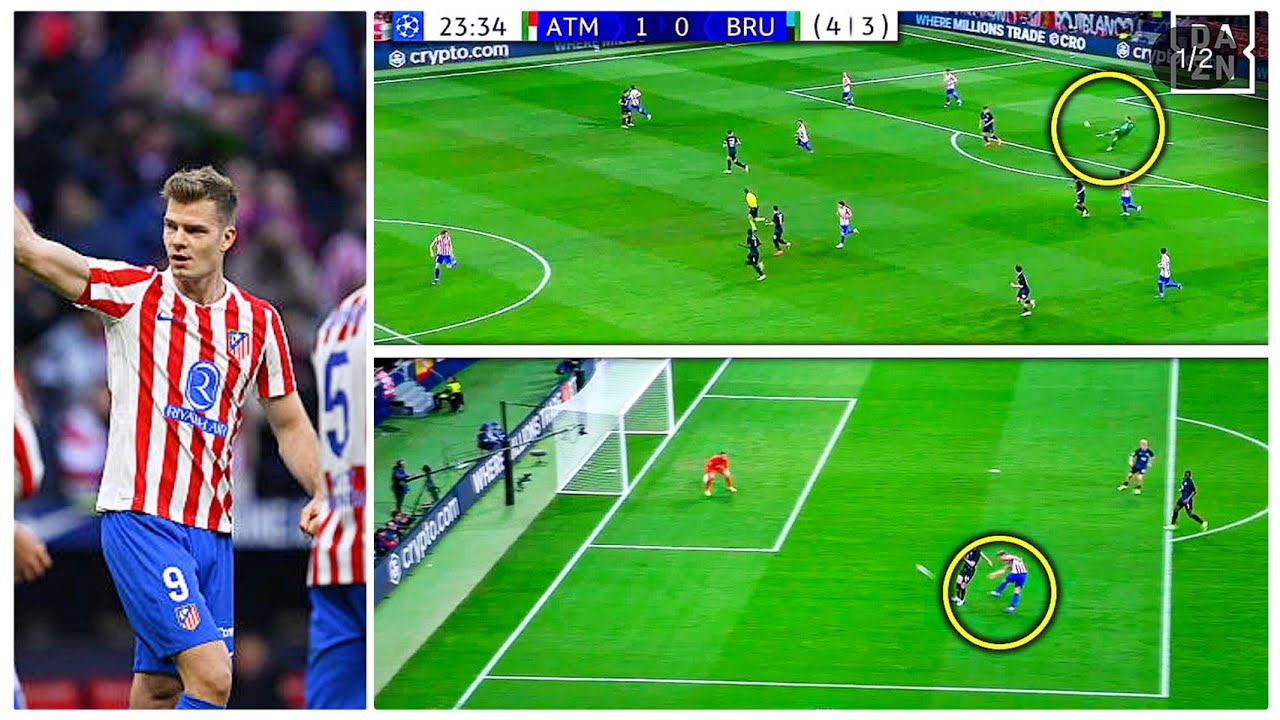 Jan Oblak assist long ball from own box for  Alexander S&oslash;rloth Goal | Atl&eacute;tico Madrid vs Club Brugge